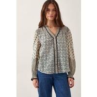 Jemmie Geometric Print Blouse Ivory