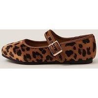 Monsoon Girls Leopard Print Ballerina Shoes - Brown