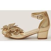 Monsoon Girls Sparkle Butterfly Heeled Shoes - Gold