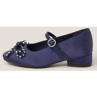 Monsoon Girls Diamante Bow Mini Heeled Shoes - Navy