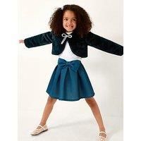 Monsoon Girls Marie Faux Fur Bow Shrug - Green