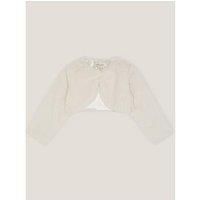Monsoon Baby Girls Marie Long Sleeve Faux Fur Shrug - Light Cream