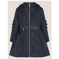 Monsoon Girls Lightweight Ruffle Trim Raincoat - Navy