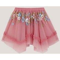 Monsoon Girls Kristi Embroidered Tulle Skirt - Pink