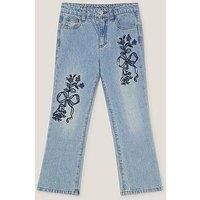 Monsoon Girls Bow Embroidered Jeans - Blue