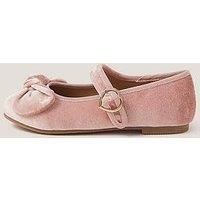 Monsoon Girls Velvet Bow Ballerina Shoes - Pink