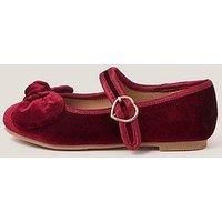 Monsoon Girls Velvet Bow Ballerina Shoes - Dark Red