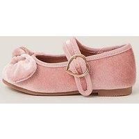 Monsoon Toddler Girls Velvet Bow Ballerina Shoes - Pink