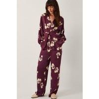 Roz Floral Straight Leg Trousers Red