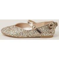 Monsoon Girls Sparkle Bow Ballerina Shoes - Gold