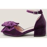Monsoon Girls Velvet Bow Heel Shoes - Purple