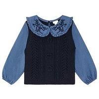 Monsoon Girls 2 In 1 Knitted Tank Top And Chambray Blouse - Blue