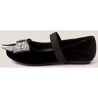 Monsoon Girls Velvet Ballerina Shoes With Bow - Black