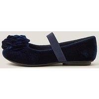 Monsoon Girls Rosette Ballerina Shoes - Navy