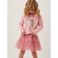 Monsoon Girls Unicorn Top And Mesh Skirt Set - Pink