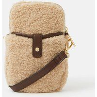 Accessorize Women's Borg Phone Bag in Natural