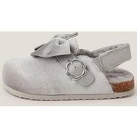 Monsoon Girls Sparkly Velour Bow Clogs - Silver