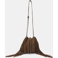 Suede Fringe Bucket Bag