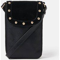 Accessorize Women's Leather Stud Phone Bag in Black