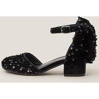 Monsoon Girls Sequin Velvet Bow Heeled Shoes - Black
