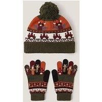 Monsoon Boys Dragon Novelty Gloves & Hat - Green