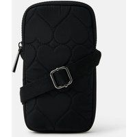 Accessorize Women's Heart Quilted Nylon Phone Bag in Black