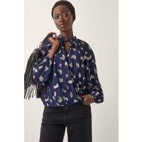 Monsoon Women's Angela Leaf Print Wrap Blouse Blue | Size: Small