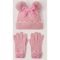 Monsoon Girls Scallop Bow Hat Set - Pink