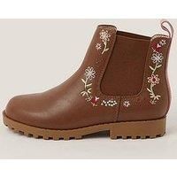 Monsoon Girls Flower Embroiderd Boots - Brown