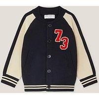 Monsoon Boys 73 Logo Knitted Bomber Jacket- Navy
