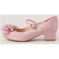 Monsoon Girls Corsage Flower Diamante Heeled Shoes - Pink