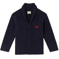 Monsoon Boys Plain Knitted Shawl Cardigan - Navy