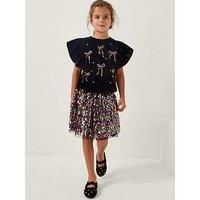 Monsoon Girls Velvet Bow Top & Sequin Skirt Set - Black