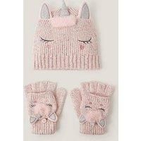 Monsoon Girls Unicorn Pom Hat And Gloves - Multi