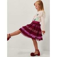 Monsoon Girls Sequin Ruffle Disco Skirt - Red