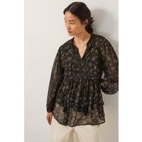 Monsoon Women's Clara Dotwork Print Blouse Black | Size: Small