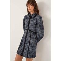 Monsoon Women's Jen Jacquard Jersey Mini Shirt Dress Grey | Size: 20