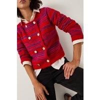 Monsoon Women's Starla Stripe Double Breasted Cardigan Red | Size: 2XL