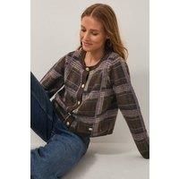 Monsoon Women's Carmen Check Cardigan Brown in Chocolate | Size: Small