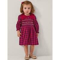 Monsoon Baby Girls Tartan Smock Dress - Red