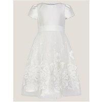 Monsoon Girls Alicia Embroidered Skirt Dress - Light Cream