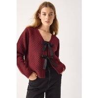 Monsoon Women's Tina Bow Tie Cardigan Red | Size: 2XL