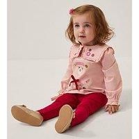 Monsoon Baby Girls Christmas Top & Velour Leggings Set - Dark Red