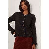 Monsoon Women's Rina Ruffle Cardigan Black | Size: 2XL