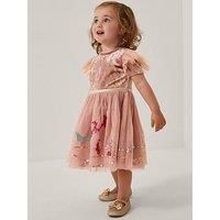 Monsoon Baby Girls Christmas Scne Disco Dress - Pink