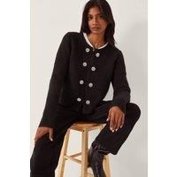 Monsoon Women's Fessa Jewel Brooch Cardigan Black | Size: XL