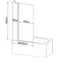 Wickes 6mm Fixed Half Framed Bath Screen - 1400 x 900mm