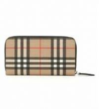 Burberry Vintage Check E-Canvas Zip around Wallet