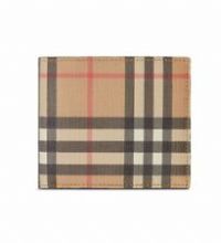 Burberry Mens Vintage Check Archive Beige Bifold Coin Wallet
