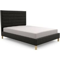 Latitude Run Premium Beaumere Upholstered Bed Frame Wool/Wool Charcoal Single (3')